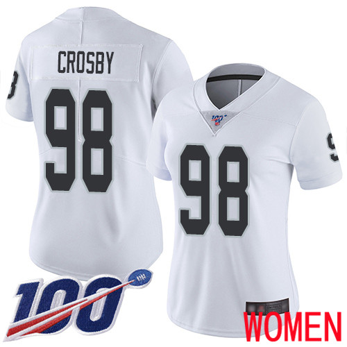 Oakland Raiders Limited White Women Maxx Crosby Road Jersey NFL Football 98 100th Season Vapor Jersey